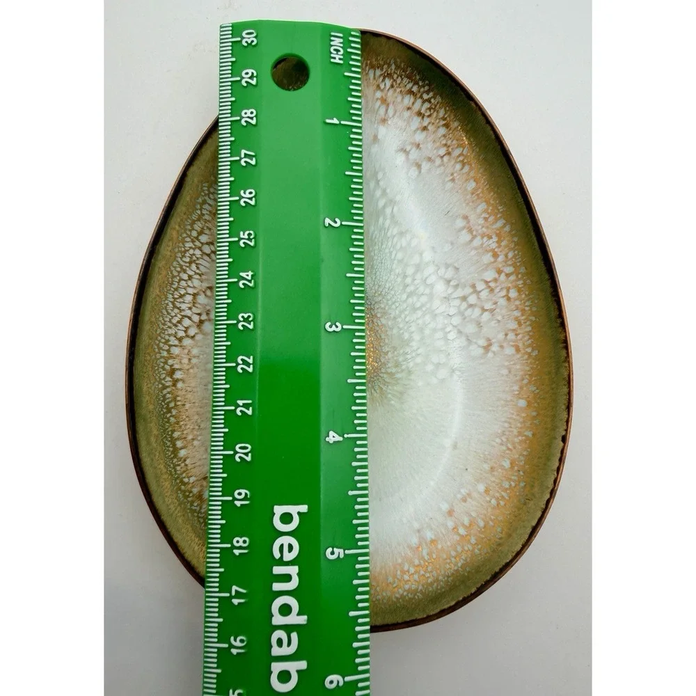 MCM Enamel on Copper Bowl Vintage Freeform Egg Asymmetrical Signed Leon Statham